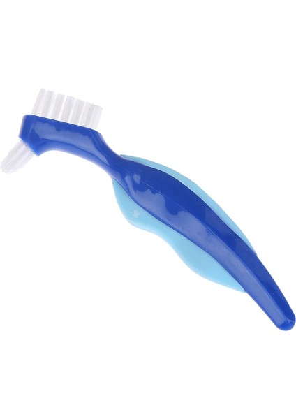 Mavi Stil Protez Temizleme Fırçası Çok Katmanlı Kıllar Takma Diş Fırçası Ağız Bakım Aleti Kılları ve Ergonomik Kauçuk Sap (Yurt Dışından)