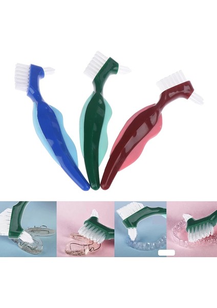 Mavi Stil Protez Temizleme Fırçası Çok Katmanlı Kıllar Takma Diş Fırçası Ağız Bakım Aleti Kılları ve Ergonomik Kauçuk Sap (Yurt Dışından) modelleri