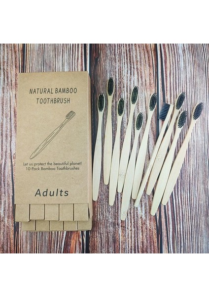 Gri Tarzı Lot Bambu Ahşap Diş Fırçası Yumuşak Saç Korkuluk Diş Fırçaları Doğal Bambu Kömür Diş Fırçası Eksiz Kraft Paketi (Yurt Dışından)