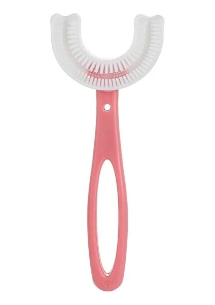 Pembe-M Tarzı Bebek Diş Fırçası U Şekilli 360 ° Hassas Ağız Diş Temizleme, Manuel Eğitim Diş Fırçası Çocuklar Için Yumuşak Silikon Fırça Başlığı (Yurt Dışından)