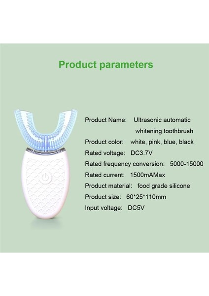 Değiştirilebilir Kafa Stili 360 Derece Akıllı Otomatik Sonic Diş Fırçası U Tipi 4 Modlu Diş Fırçası USB Şarjlı Diş Beyazlatma Mavi Işık (Yurt Dışından) indirimleri