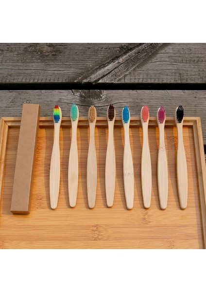 RENKLI-10PC Tarzı Ldren Renkli Diş Fırçası Doğal Bambu Diş Fırçası Seti Yumuşak Kıl Kömür Dişleri Eko Bambu Diş Fırçaları Ağız Bakımı (Yurt Dışından)