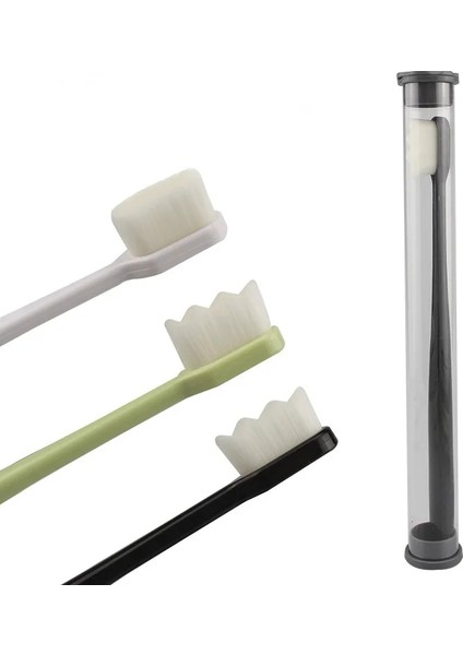 Gümüş Tarzı Ultra-Ince Diş Fırçaları Dalga Nano Milyon Kıllı Mikro Yumuşak Diş Fırçası Tutuculu Taşınabilir Ağız Bakımı Eko Ürün Kiti (Yurt Dışından)