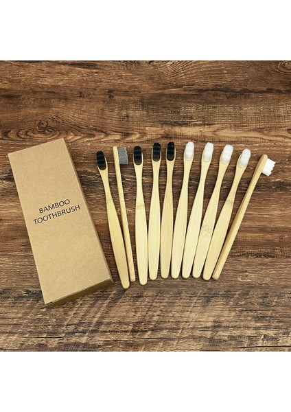 5beyaz W 5siyah W Stili 10 Adet Ultra-Ince Yumuşak Saç Çevre Dostu Seyahat Diş Fırçası Yumuşak Fiber Nano Manuel Diş Fırçası Ağız Hijyeni Bakım Araçları (Yurt Dışından)