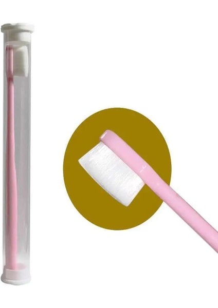 Düz Kafa Pembe Tarzı Yeni Ultra-Ince Yumuşak Saç Çevre Dostu Seyahat Diş Fırçası Kutusu Yumuşak Fiber Nano Manuel Diş Fırçası Ağız Hijyeni Bakım Araçları (Yurt Dışından)