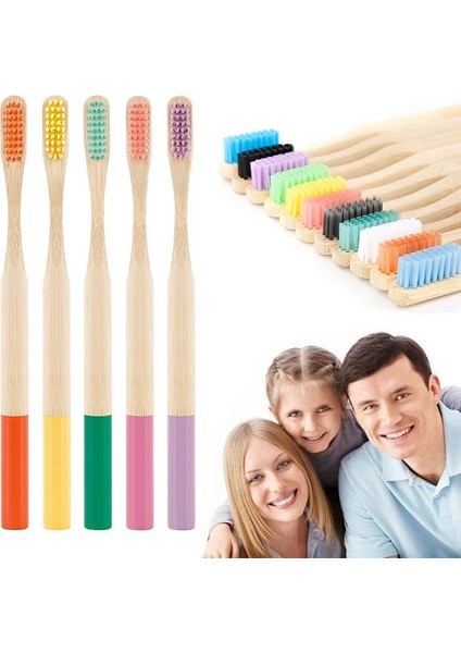 No.11 Stili Çok Renkli Doğal Bambu Yumuşak Kıl Diş Fırçası Çevre Dostu Bambu Diş Fırçası Ağız Sağlığı Beyazlatma Fırçası (Yurt Dışından)