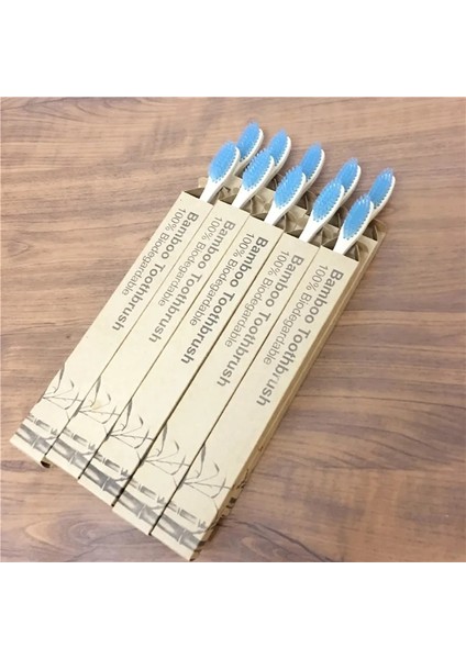 Mavi Stil Et Doğal Bambu Diş Fırçası Çevre Dostu Ahşap Diş Fırçaları Seyahat ile Yumuşak Kıllar Diş Fırçası Kutusu Ağız Bakımı Yetişkinler (Yurt Dışından)