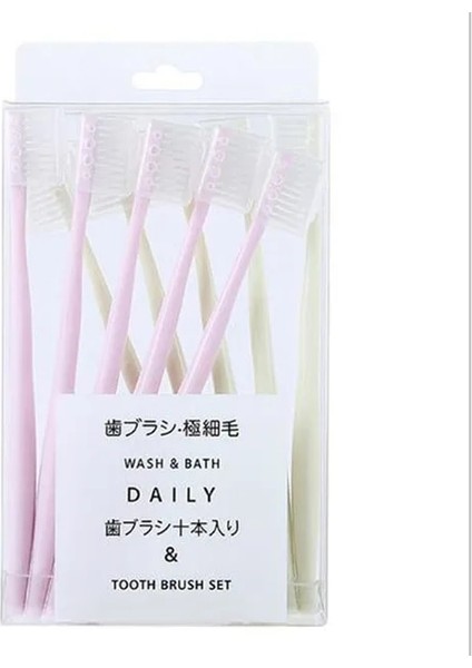 Pirinç Pembesi Tarzı Macaron Diş Fırçası Çevre Dostu Bambu Kömür Yumuşak Ince Kıl Yetişkinler Için Diş Fırçası Diş Fırçası Seyahat Etmek Yürüyüş Için (Yurt Dışından)