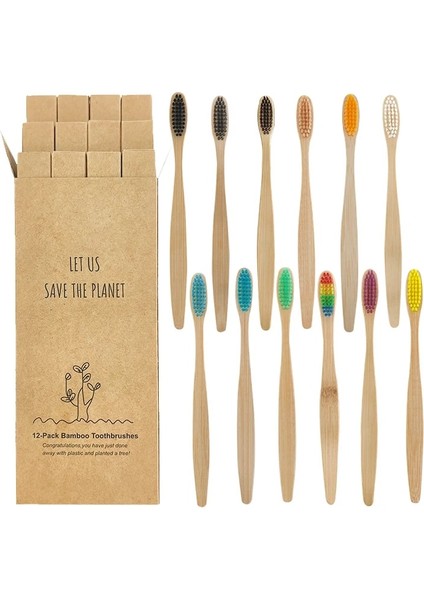 1194-A-1 Stili Bambu Diş Fırçası Çevre Dostu Ürün Vegan Diş Fırçası Gökkuşağı Siyah Ahşap Yumuşak Elyaf Yetişkinler Ağız Bakımı Için Seyahat Seti (Yurt Dışından)