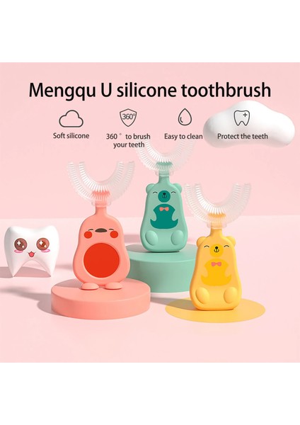 Agl Stili Bebek Toothbruldre Derece U-Şekilli Çocuk Diş Fırçası Dişlikleri Yumuşak Silikon Bebek Fırçası Çocuklar Dişleri Ağız Bakımı Temizleme (Yurt Dışından)