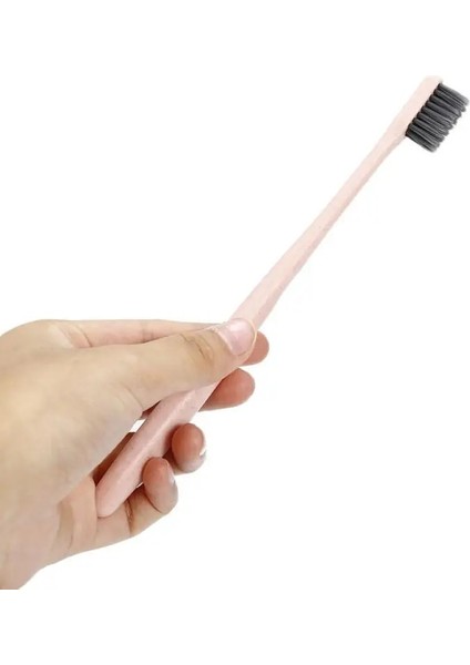 1 Adet Pembe Stil Çevre Dostu Taşınabilir Seyahat Diş Fırçası Buğday Samanı Saplı Bambu Kömür Diş Fırçası Çocuklar ve Yetişkinler Için Dil Temizleyici (Yurt Dışından)