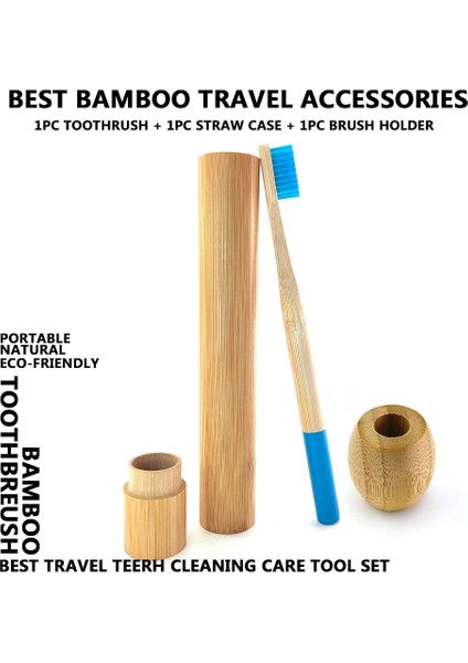 Sarı Stil 1 Adet Doğal Sütun Bambu Diş Fırçası Seti Taşınabilir El Sanatları ile Tüp Bambu Kılıf Bambu Diş Fırçası Tutucu Seyahat Kamp Için (Yurt Dışından)