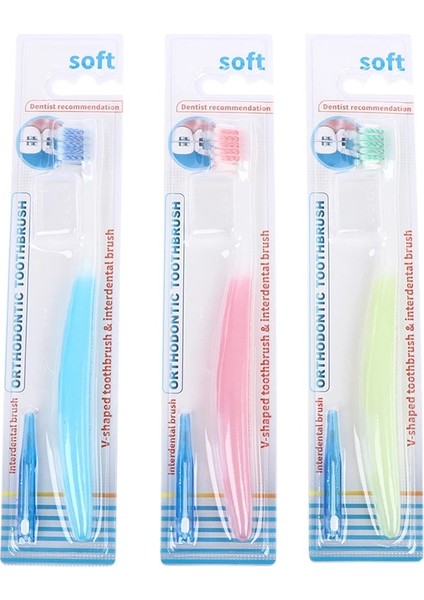 ELHB0719-BL Stili 3 Adet U Şekli Ortodontik Diş Fırçası Diş Fırçası Baş Örtüsü Interdental Denta Ipi (Yurt Dışından)