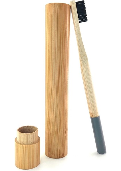 493-K-1 Stili Bambu Tüplü Bambu Diş Fırçası Çevre Dostu Doğal Bambu Diş Fırçası Seyahat Çantası Yumuşak Kafa Dişleri Bruacking (Yurt Dışından)