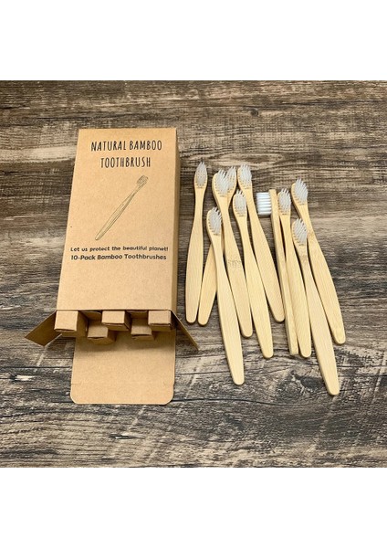 BEYAZ-10PC Tarzı Renkli Diş Fırçası Doğal Bambu Diş Fırçası Seti Yumuşak Kıl Kömür Dişleri Eko Bambu Diş Fırçaları Diş Ağız Bakımı (Yurt Dışından)