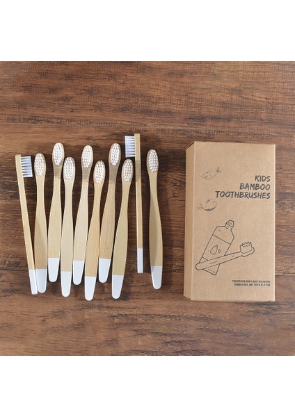 10PC Çocuklar Beyaz Stil Childreeces Renkli Diş Fırçası Orta Kıllı Bambu Diş Fırçası Çevre Dostu Çocuklar Boya Sıfır Atık Plastiksiz Fırçalar (Yurt Dışından)