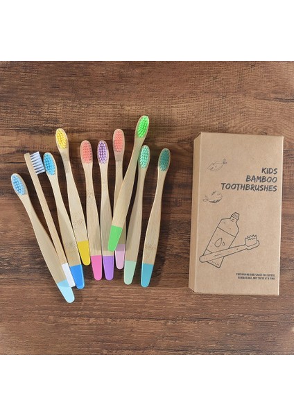 10PC Çocuklar Beyaz Stil Childreeces Renkli Diş Fırçası Orta Kıllı Bambu Diş Fırçası Çevre Dostu Çocuklar Boya Sıfır Atık Plastiksiz Fırçalar (Yurt Dışından) fiyatları