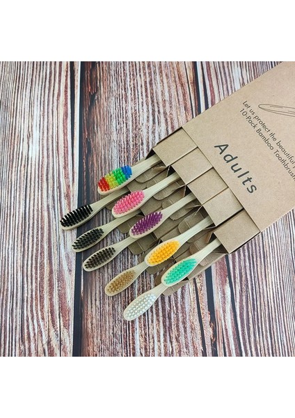 Ramdon Renk Stili Lot Bambu Ahşap Diş Fırçası Yumuşak Saç Korkuluk Diş Fırçaları Doğal Bambu Kömür Diş Fırçası Eksiz Kraft Paketi (Yurt Dışından)