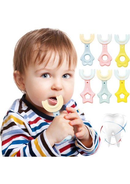Yeşil Stil Çocuk U-Şekilli Bebek Silikon Diş Fırçası Kapsamlı Temizlik Beyazlatma Masaj Diş Fırçası U Tipi Modelleme Çocuk Diş Fırçası Oral (Yurt Dışından)