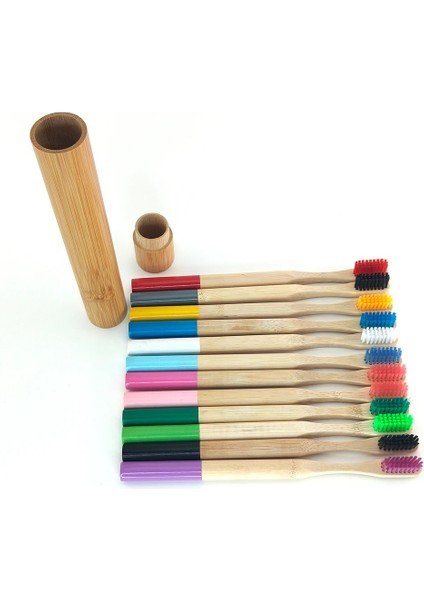 493-D-1 Stili Bambu Tüplü Bambu Diş Fırçası Çevre Dostu Doğal Bambu Diş Fırçası Seyahat Çantası Yumuşak Kafa Dişleri Bruacking (Yurt Dışından)