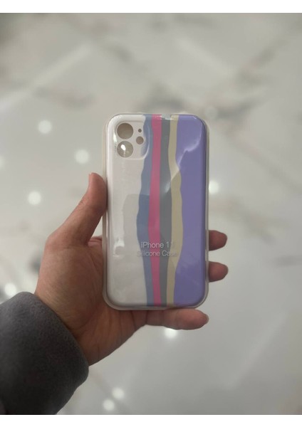iPhone 11 Uyumlu Rainbow Renkli Şeritli Lansman Silikon Darbe Emici Telefon Kılıfı fiyatları