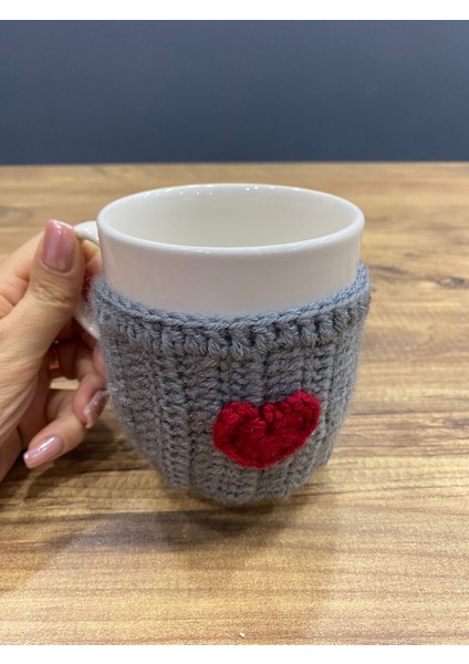 Handmade Örgülü Kupa Bardak - 300 ml Kırık Beyaz Kupa