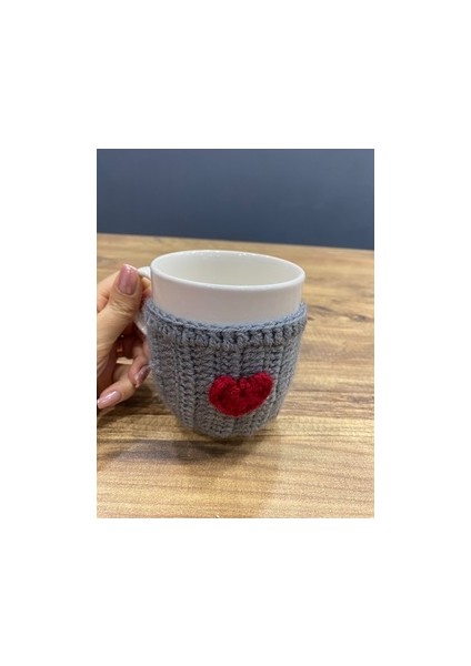 Handmade Örgülü Kupa Bardak - 300 ml Kırık Beyaz Kupa