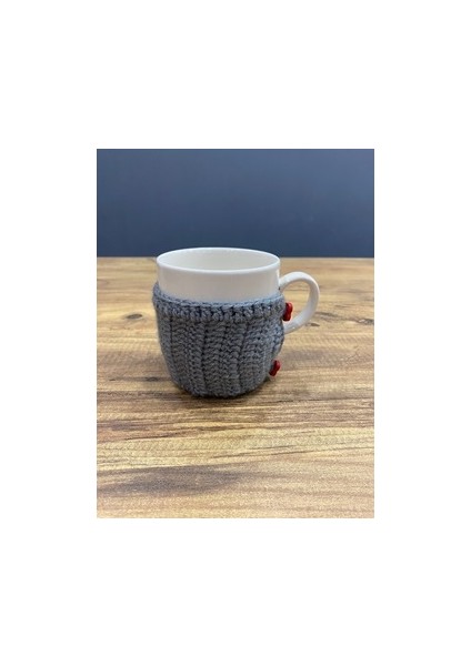 Handmade Örgülü Kupa Bardak - 300 ml Kırık Beyaz Kupa
