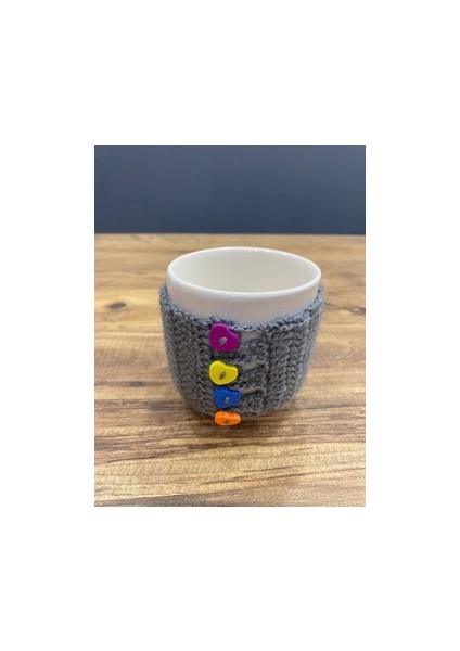 Handmade Örgülü Kupa Bardak - 300 ml Kırık Beyaz Kupa