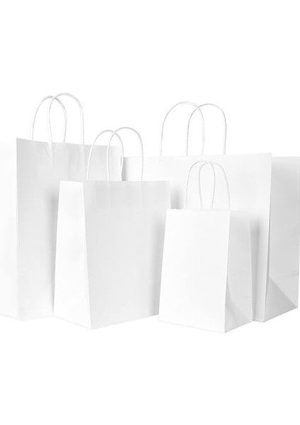 Kağıt Poşet Çanta Beyaz 25*12*31 cm 25 Adet/paket