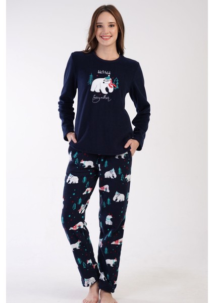 Kadın Polar Uzun Kol Pijama Takım , 305007