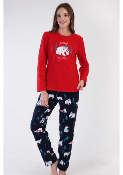 Kadın Polar Uzun Kol Pijama Takım , 305007