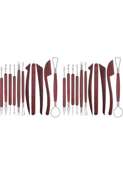 22 Parça Kil Şekillendirici Seti Ahşap Saplı Kil Çömlek Şekillendirici Araçları Dıy Ahşap Kil Araçları Çift Taraflı Oyma Aracı (Yurt Dışından)