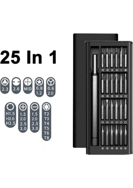 25 In 1 Tornavida Seti Manyetik Uçları Phillips Torx Hex Hassas Dıy Sökülebilir Mini Alet Çantası Akıllı Ev Için Pc Telefon Kılıfı Tamir (Yurt Dışından)