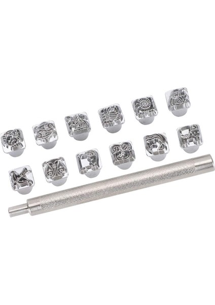 12 Adet Yumruk Aracı On Iki Takımyıldızı Desen Dıy Stamper + 1 Adet Kolu (Yurt Dışından)
