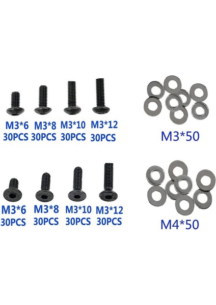 340 Adet Rc Vida Seti Onarım Aracı M3 Düz Kafa/yuvarlak Kafa ve M3 M4 Düz Pullar Traxxas Tamiya SCX10 Hpı Rc Araba Parçaları (Yurt Dışından)