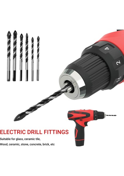 6pcs Seramik Karo Matkap Uçları, Cam, Tuğla, Beton, Ahşap Için Duvar Matkap Uçları Seti Duvar Aynası ve Seramik Karo Için Tungsten Karbür Ucu 6, 6, 8, 8,10,12MM (Yurt Dışından)