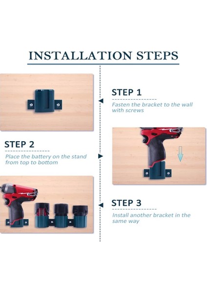 Mil-Waukee M12 12V Piller ve Aletler Için Plastik 3 Yuvalı Paket Raf Duvara Montaj Tutucu (Yurt Dışından) fırsatları