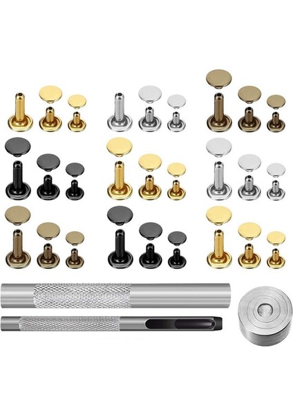 360 Takım Kutulu 6mm 8mm Çift Taraflı Perçin Yuvarlak Kapaklı Perçin Deri Kaplama + Kurulum Alet Seti + Pense (Yurt Dışından) modelleri