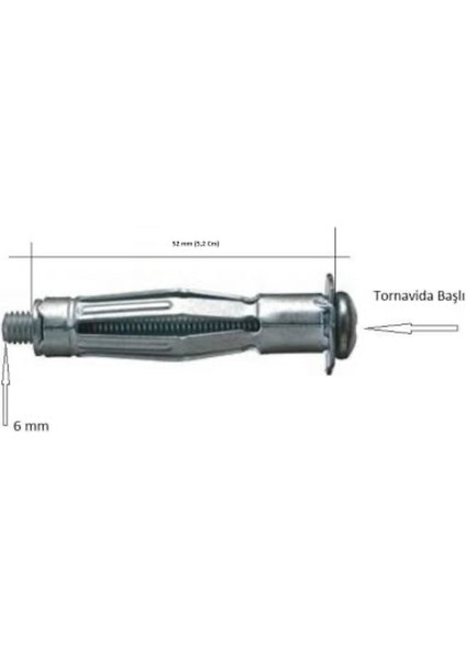 Paraşüt Tipi Çelik Dubel Alçıpan Dübeli 6X52 mm 10 Adet