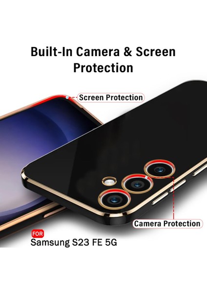 Galaxy S23 Fe Silikon Kılıf Kamera Korumalı Arkası Renkli Kenarları Parlak Dore Tasarım Kapak fırsatları
