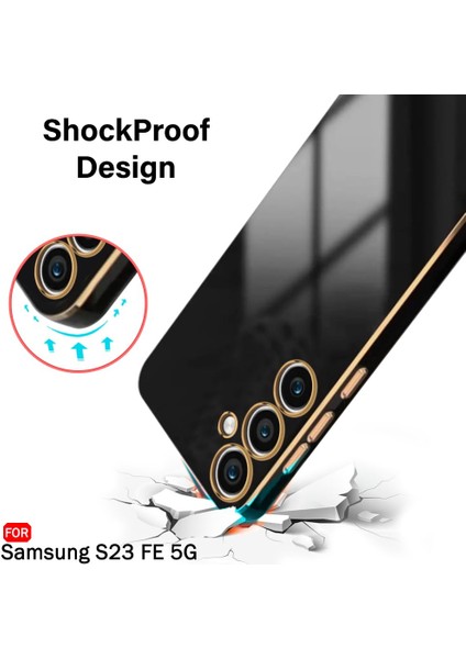 Galaxy S23 Fe Silikon Kılıf Kamera Korumalı Arkası Renkli Kenarları Parlak Dore Tasarım Kapak indirimleri