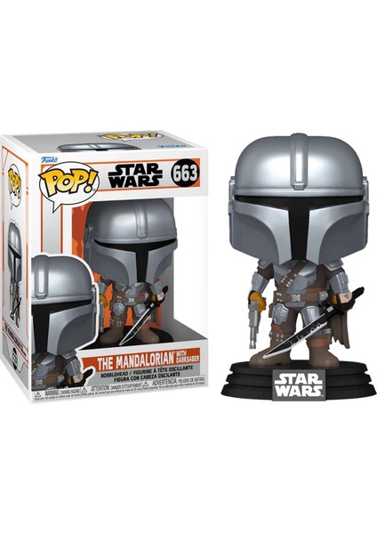 Pop Disney Star Wars The Mandalorian - The Mandalorian With Darksaber NO:663 Bobble-Head