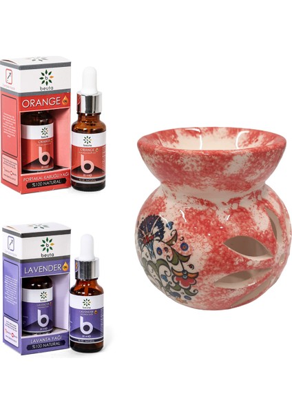 Lavanta Yağı 20 ml + Beuta Portakal Yağı 20 ml + Seramik Buhurdanlık