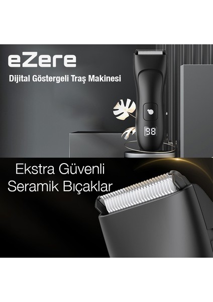Saç Sakal Vücut Tıraş Makinesi Su Geçirmez Dijital Göstergeli