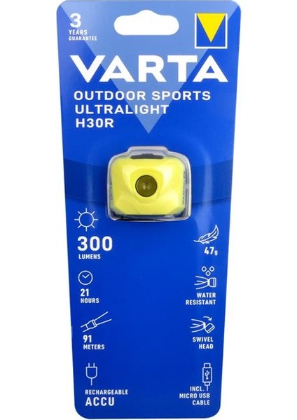 18631201401 Outdoor Sports Ultralight H30R Sarı Şarjlı Kafa Feneri