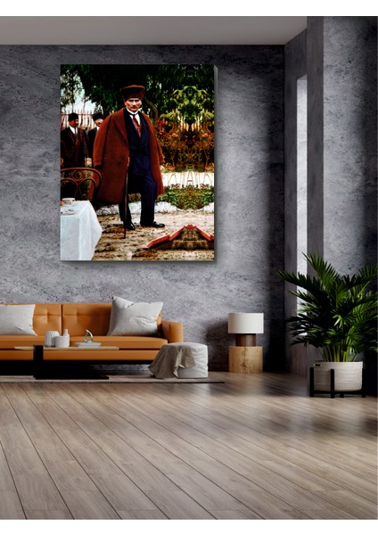 Mustafa Kemal Atatürk Bastonlu Kanvas Tablo