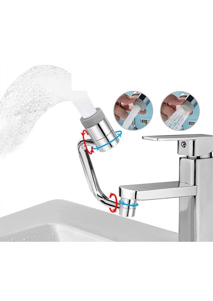 1080° Dönen Musluk Genişletici Havalandırıcı Sıçrama Filtresi Musluk Lavabo, 2 Su Çıkış Modu (Yurt Dışından) fiyatları
