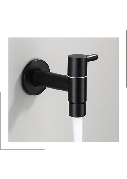 Bradoo-Mop Lavabo Sı 304 Paslanmaz Çelik Banyo Çamaşır Makinesi Musluk Açık Bahçe Tek Soğuk Su Musluğu (Siyah) (Yurt Dışından)