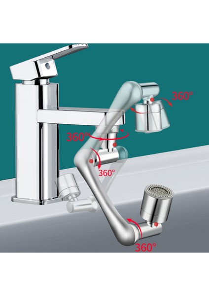 Adet 1440°DÖNEN Musluk Genişletici Musluk Havalandırıcı Robotik Kol Sıçrama Musluk Genişletici Evrensel (Yurt Dışından)